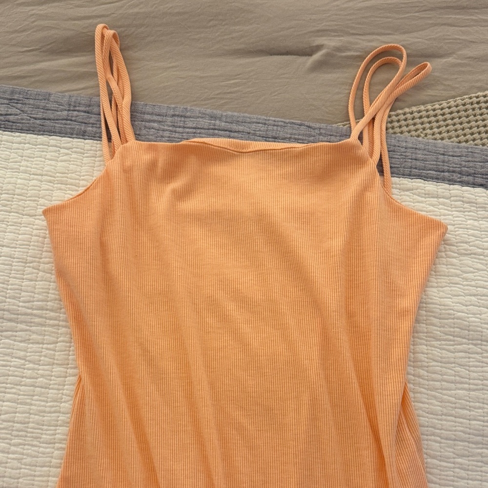 Strappy pink coral ribbed Bodysuit - Picture 2 of 7